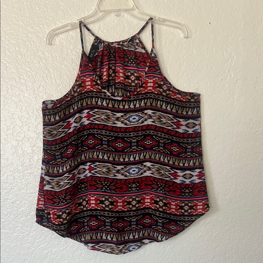 BCX Red and Black Tribal Print Tank Top Size Xl